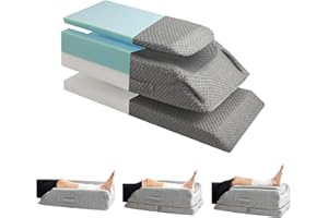 Leg Elevation Pillow for After Surgery, Adjustable Leg Pillows with Cooling Memory Foam, Wedge Pillow with Handles for Injury