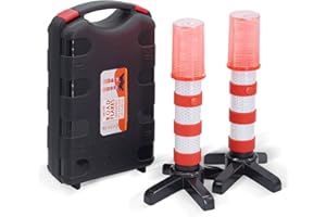 Heliar Early Warning LED Road Flares, Alternative to Roadside Safety Triangle, High Reflective, Far Visible, 2 Pack Kit with Storage Case (Amber)
