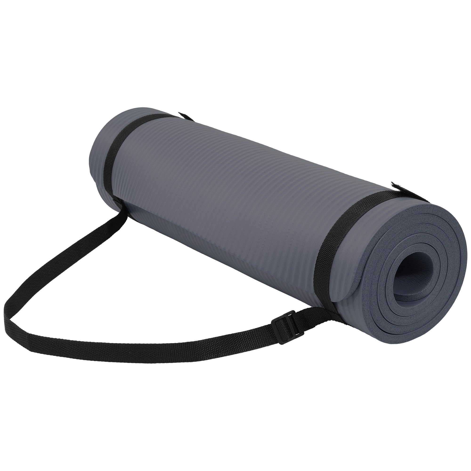 Yoga Mat, 1/2-Inch Extra Thick High Density Exercise Mat, Anti-Tear Exercise Yoga Mat with Carrying Strap, Suitable for Various Yoga Exercises, Graphite Image