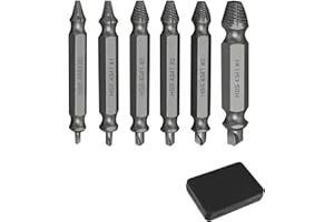 6-Piece Broken Bolt Extractor Set, High Speed Steel Damaged Screw Remover Kit, Professional Stripped Screw Extractor Drill Bi