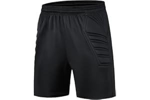 LUCKYLUAN Youth Padded Soccer Goalie Shorts Sweat-Wicking Protective Goalkeeper Shorts Uniform for Boys Men