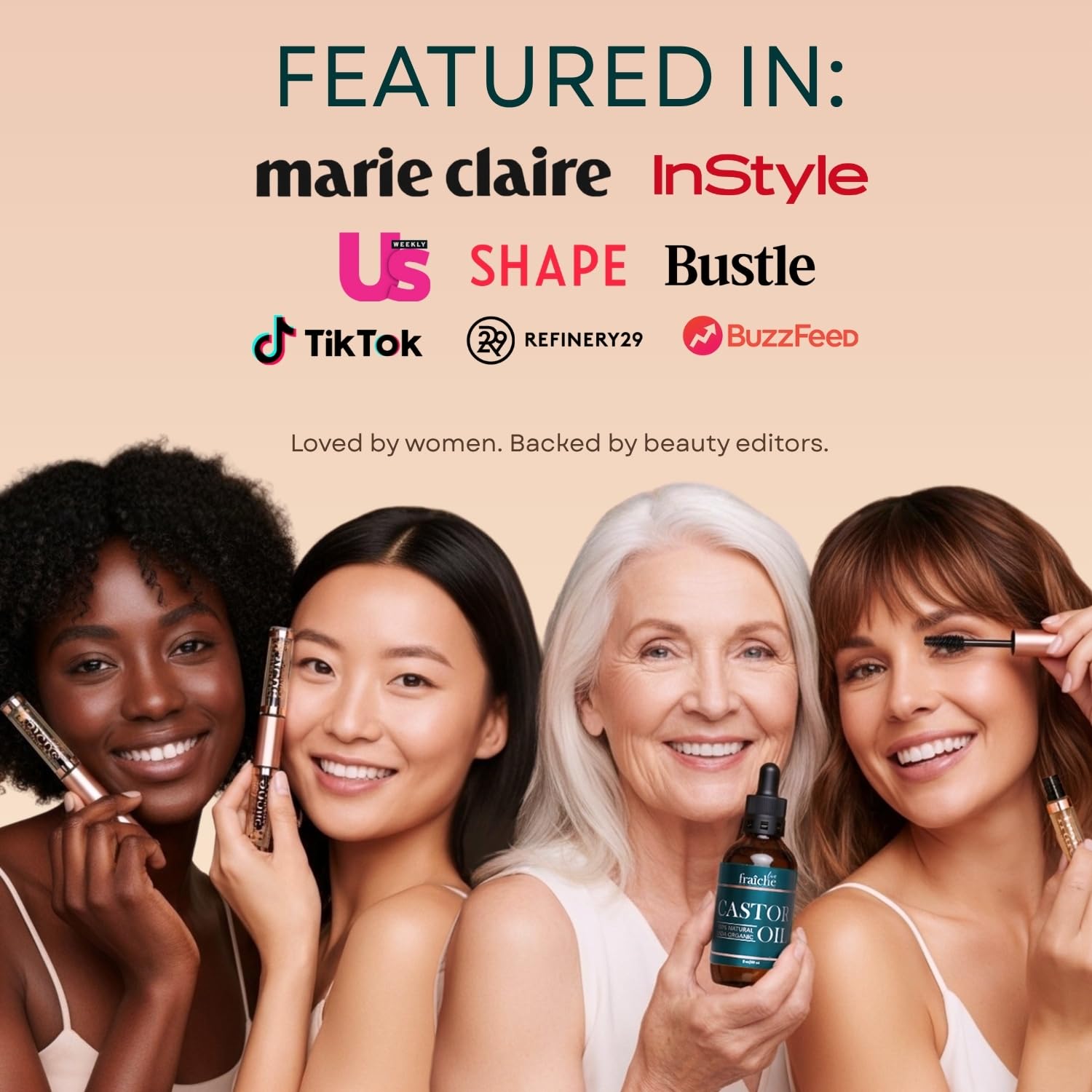 USDA Organic Castor Oil Lash Serum - Premium All Natural Cold Pressed Castor Oil Eyelash Growth Serum with Mascara Tube - Eyelash Treatment and Conditioner - For Thicker and Fuller Lashes