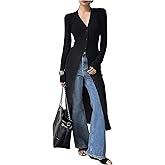 WDIRARA Women's V Neck Button Down Cardigan Sweaters Long Knit Outerwear