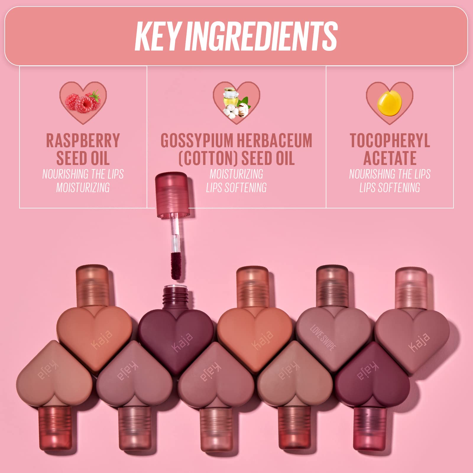 Kaja Lip Mousse - Love Swipe 01 Call Me | with Raspberry Seed Oil and Vitamin E, Buildable, Blendable, Moisturizing, Velvet Finish, Weightless Texture, Deep Shades, Vivid Color, Long Lasting, 0.22 Oz