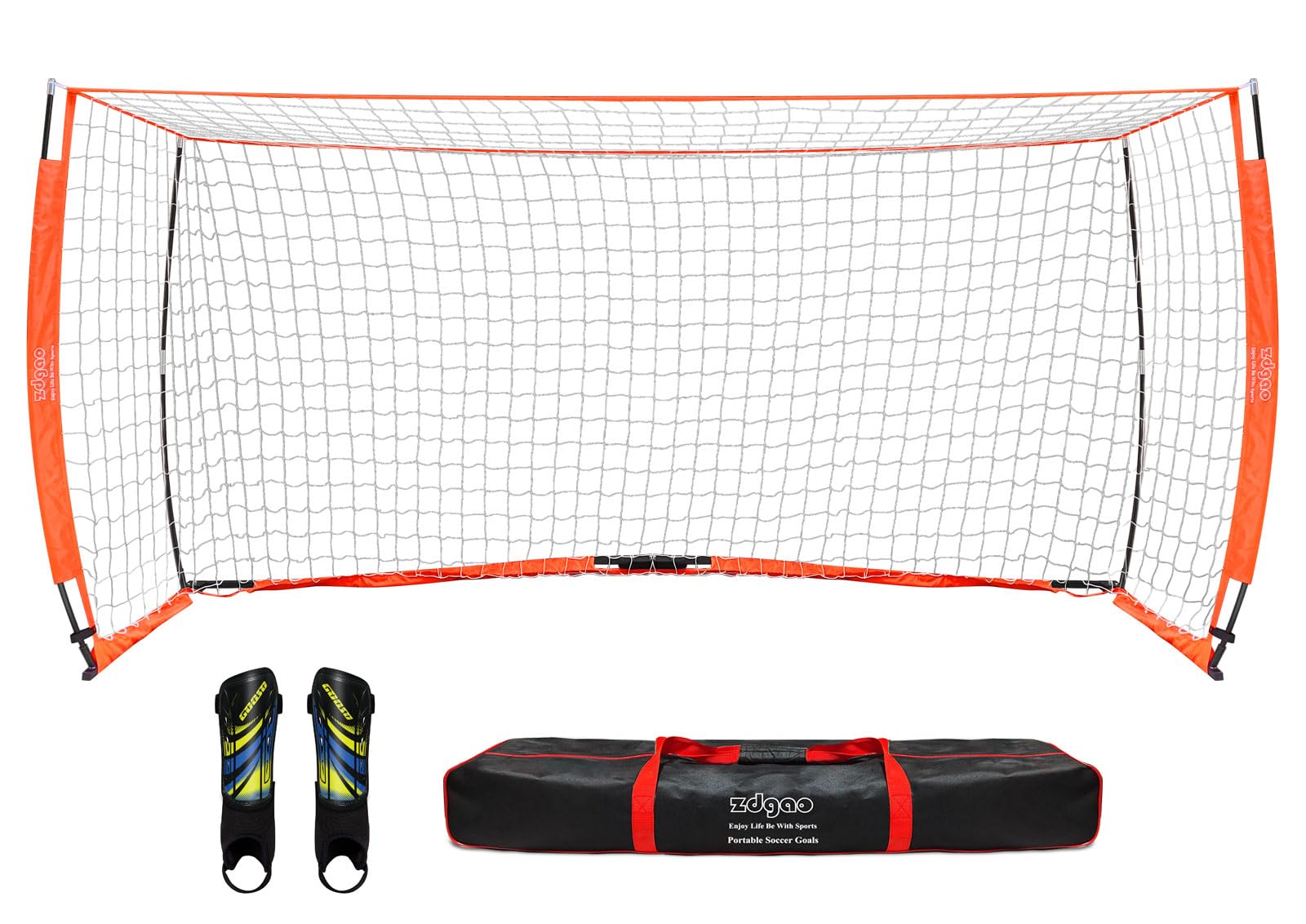 YDDS Soccer Goal for Backyard | Portable Soccer Goal Net Collapsible Metal Base | Easy Setup | Portable Net for All Ages| 1 Pair Shin Guards+ 1 Goal + 1 Carry Bag | Size 6x4FT or 12x6F
