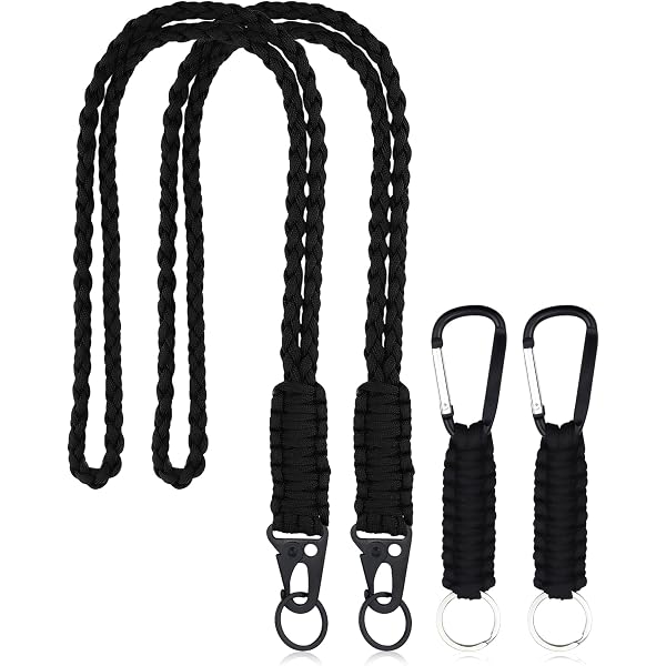 LIUGX Paracord Braided Lanyard - Adjustable Neck Strap With Metal Clip For ID Badges & Keys