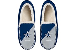 FOCO NFL Unisex-Adult Officially Licensed Color Block Primary Logo Sherpa Lined Moccasin Slippers