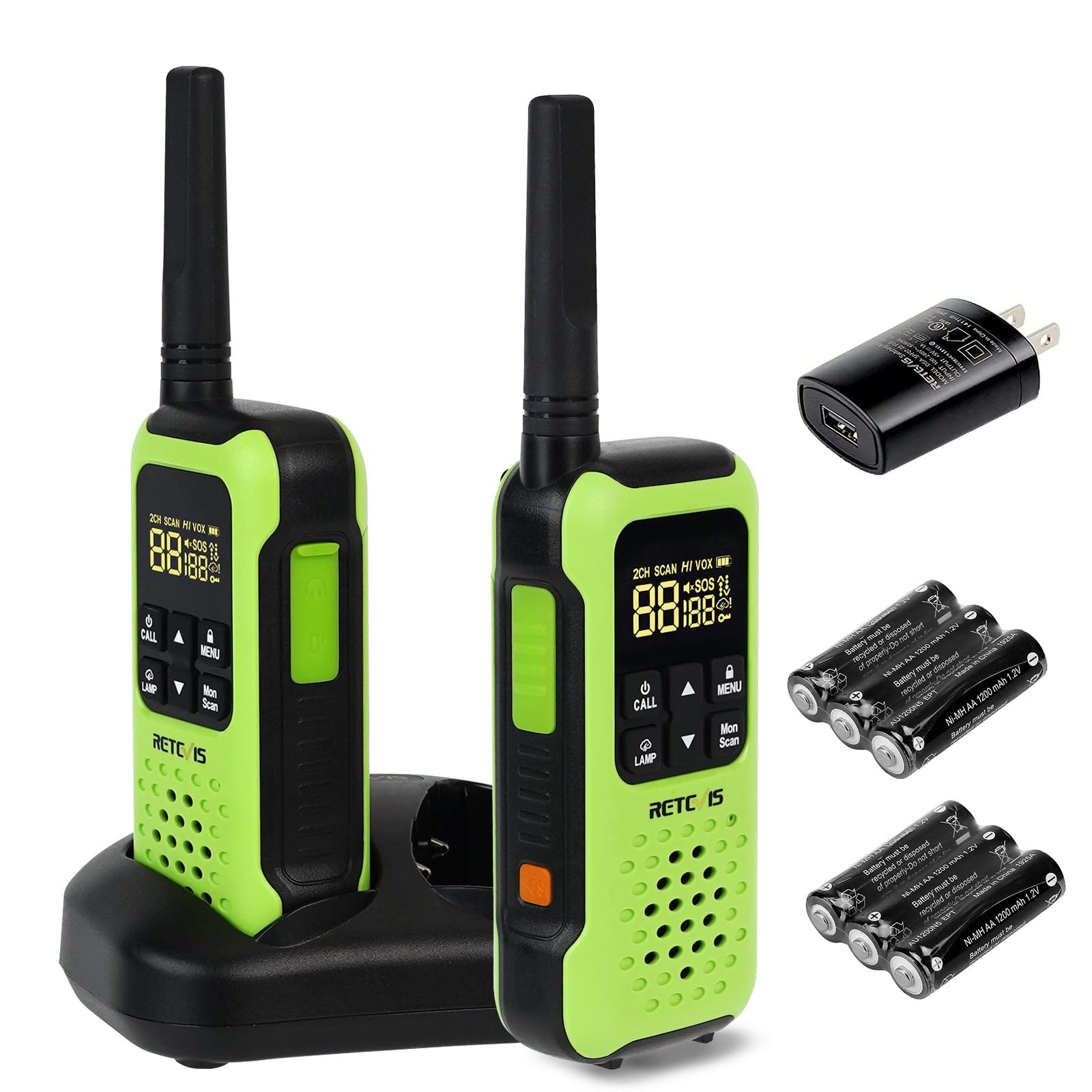 Photo 1 of Retevis RT49P Waterproof Walkie Talkies, IP67 Floating 2 Way Radio, NOAA Walkie Talkie, 1200mAh Rechargeable AA Batteries, SOS Flashlight Two Way Radio for Skiing Kayaking 2 Pcs