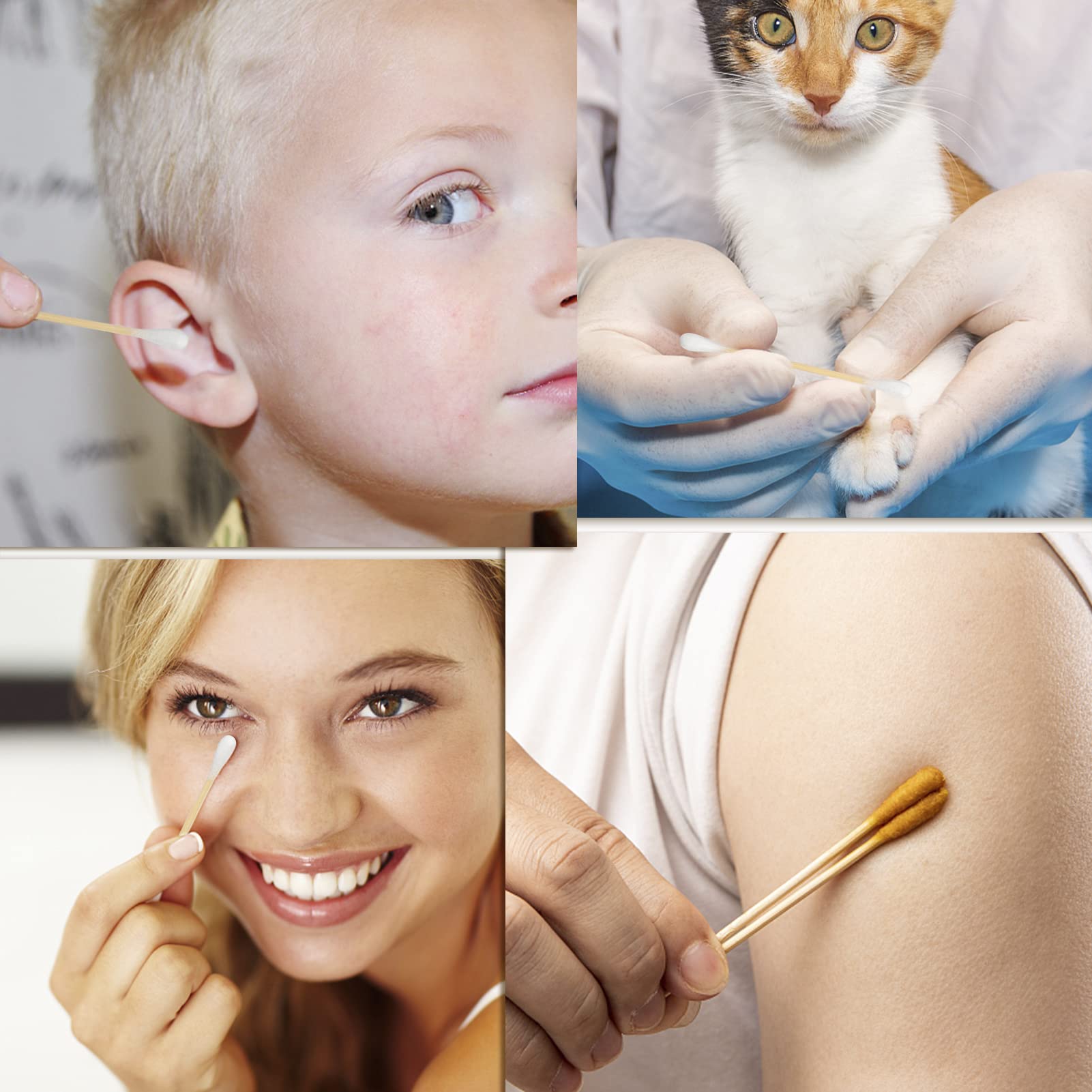 FOVURTE Bamboo Cotton Swabs 1000 Count - Natural Cotton Swab with Round Head Tips, Double Tipped Ear Sticks, Wooden Cotton Buds for Cleaning Travel Makeup