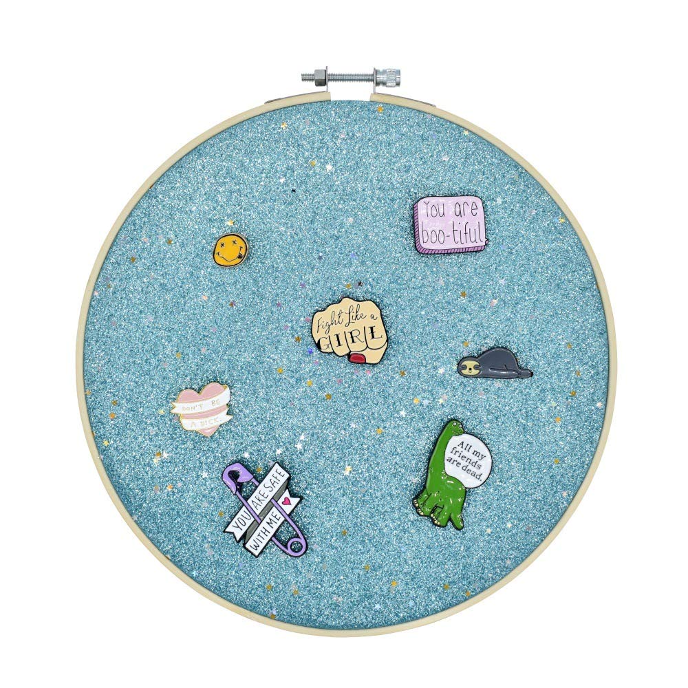 Wall Hanging Brooch Jewelry Storage Display Stand Enamel Pin Display Holder Earrings Necklace Glitter Pin Display Board Pin Collection Display Embroidery Hoop — image 1
