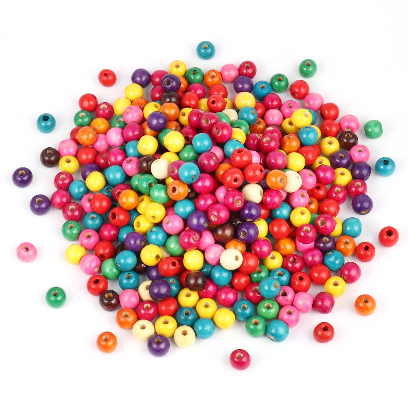 Photo 1 of [400PCS] Colorful Wooden Beads, 16mm Large Round Paint Natural Wood Beads Loose Beads Wooden Spacer Beads Bulk for DIY Crafts Home Party Festival Decoration