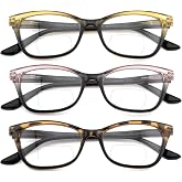 HIYANJN Bifocal Reading Glasses for Women,3 Pack Clear Top Readers with Spring Hinges, Stylish Gradient Small Cat Eye Frame