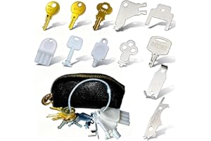 MTKSRT 12 Pcs Universal Toilet Paper Towel Dispenser Key Set with Key Pouch,Soap Paper Towel Dispenser Key for Tork, Bradley, Bobrick, Kimberly Clark, Georgia Pacific, E114/Cat 74, and More (12)