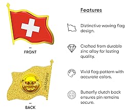 Switzerland Flag Lapel Pin - Enamel Metal National