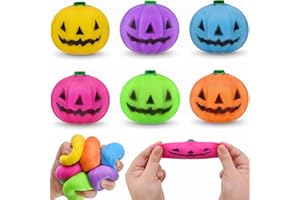 Menzcci 6 Pack Halloween Pumpkins Stress Balls Squishy Toy Squeeze Ball Toys for Kids Boys Girls Halloween Party Favors Halloween Treat Bags Gifts