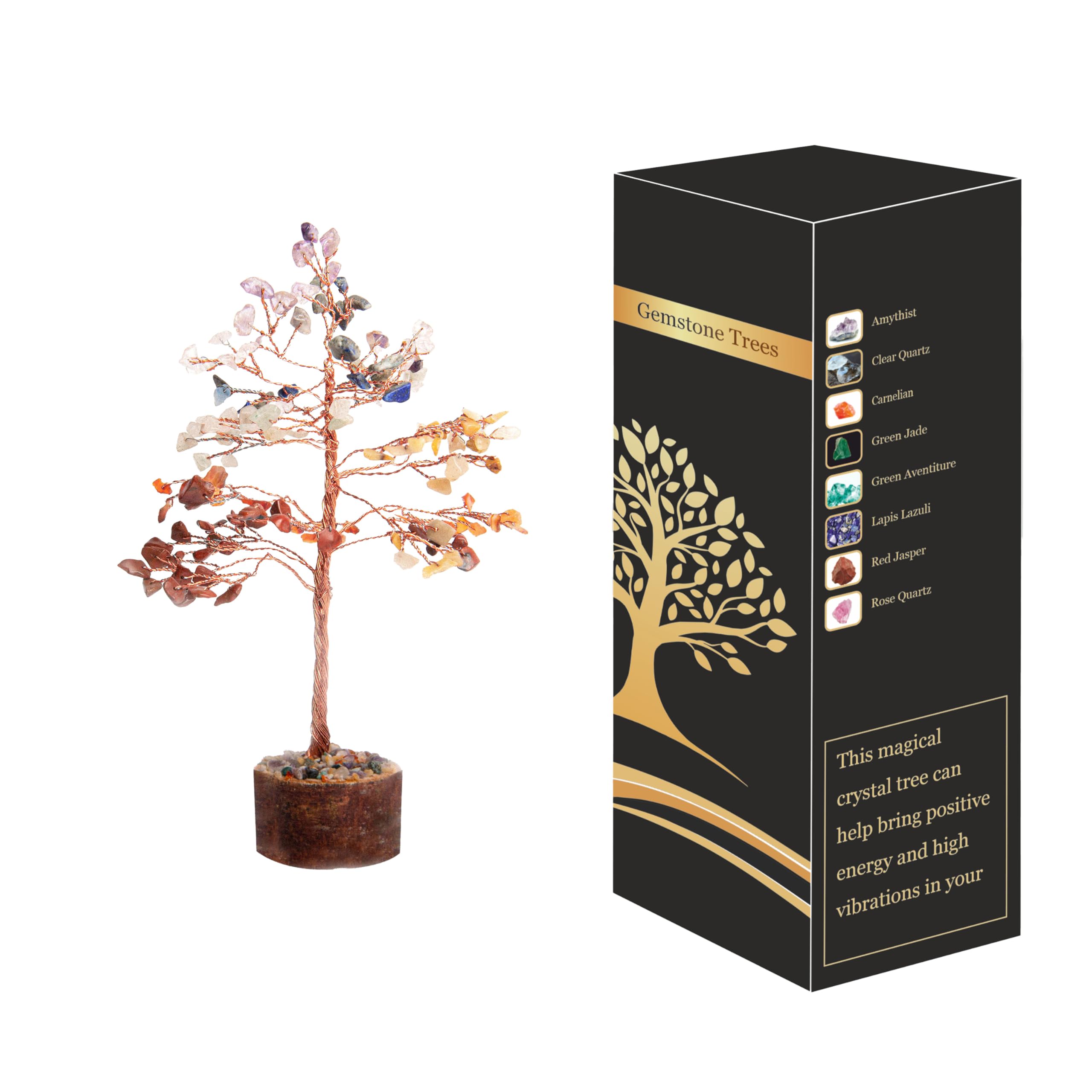 WC Crystal Tree of Life - 7 Chakra Crystals and Gemstones - Healing Crystal Ornaments - Money Tree - Feng Shui Meditation Gifts - Spiritual Decor