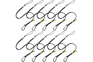 BearTOOLS Tool Lanyard with Single Carabiner and Adjustable Loop End, Standard Length, Maximum Weight Limit 8KG / 17.6lb, Aluminum Screw Lock Carabiner with Shock Cord Stopper, 0929S (10 Pack)
