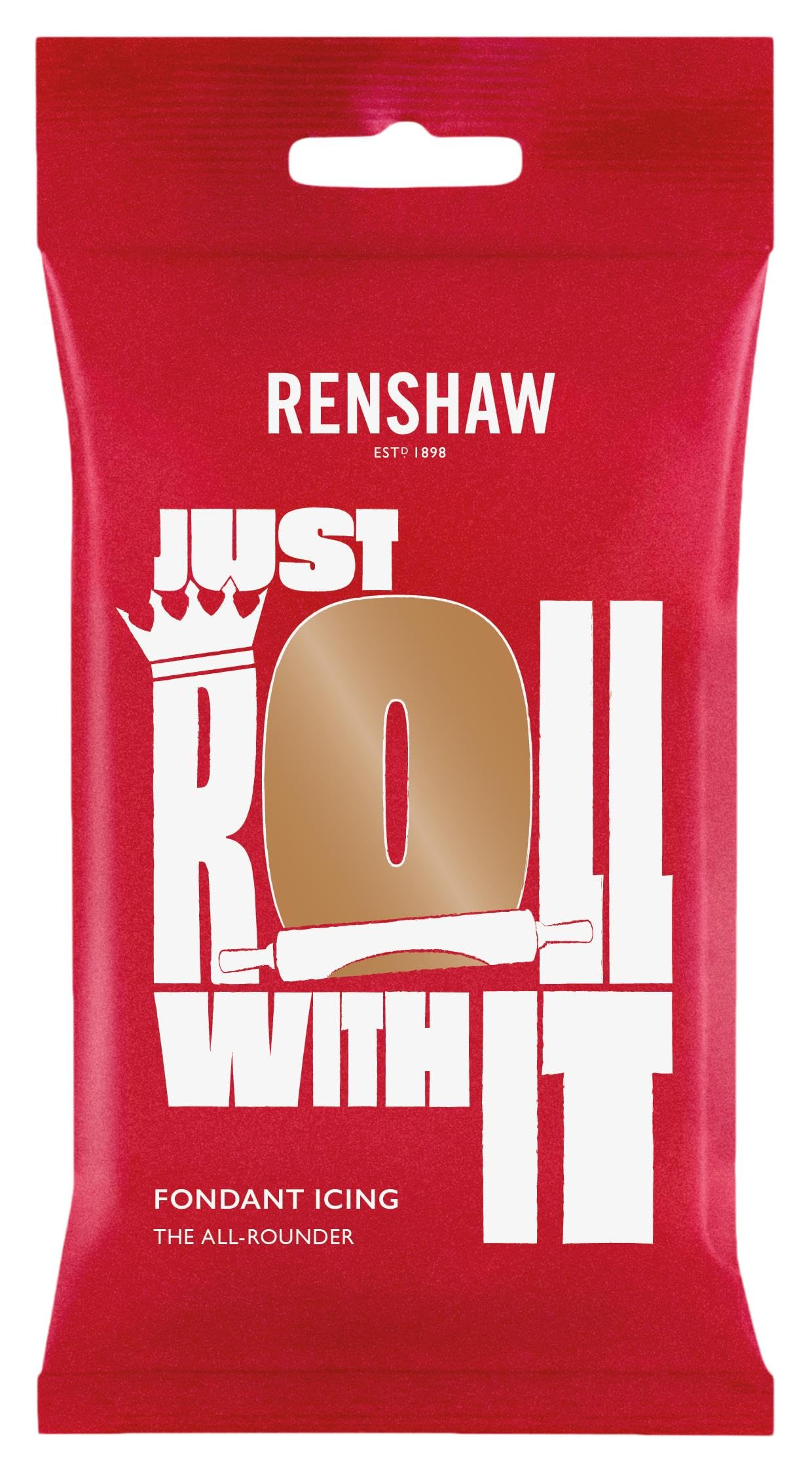 Renshaw Teddy Bear Brown Just Roll With It Fondant Icing, 250 g (Pack of 1) - Ready to Roll Icing for Cakes