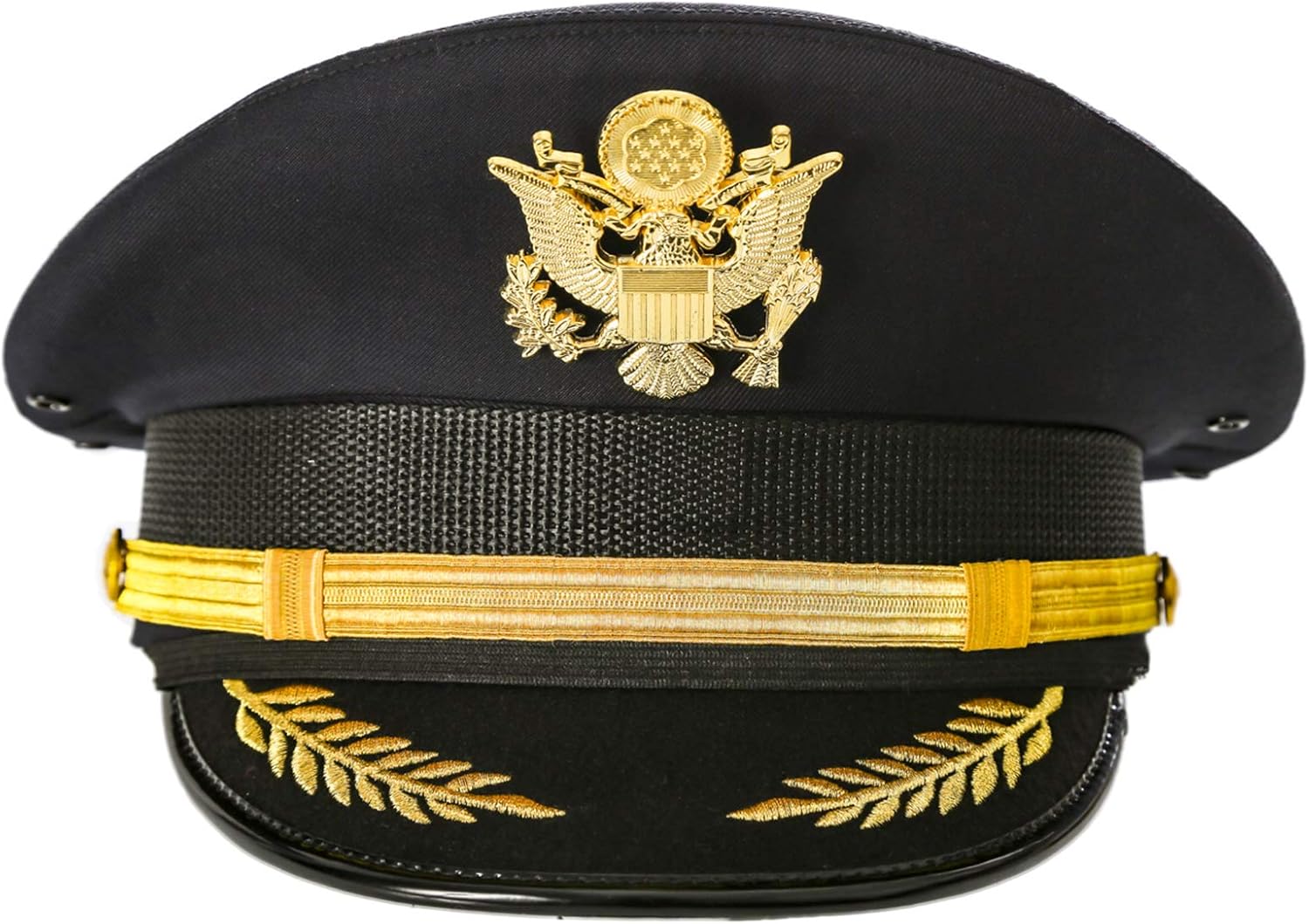 Ferrecci Captain Hat for Men Cadet Sailor Hat Women with Gold Metal US Seal Yacht Captain Hat at