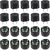 20Pcs 12085 Passive Buzzer 12MM*8.5MM 42R Resistance 3V 5V 9V 12V in Common Use Mini Piezo Buzzers Kit, Active Buzzer Electronic Alarm Magnetic Long Continuous Beep for Arduino