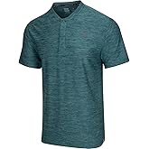 Three Sixty Six Collarless Golf Shirts for Men - Quick Dry Short Sleeve T-Shirt with 4-Way Stretch Fabric & UPF 30