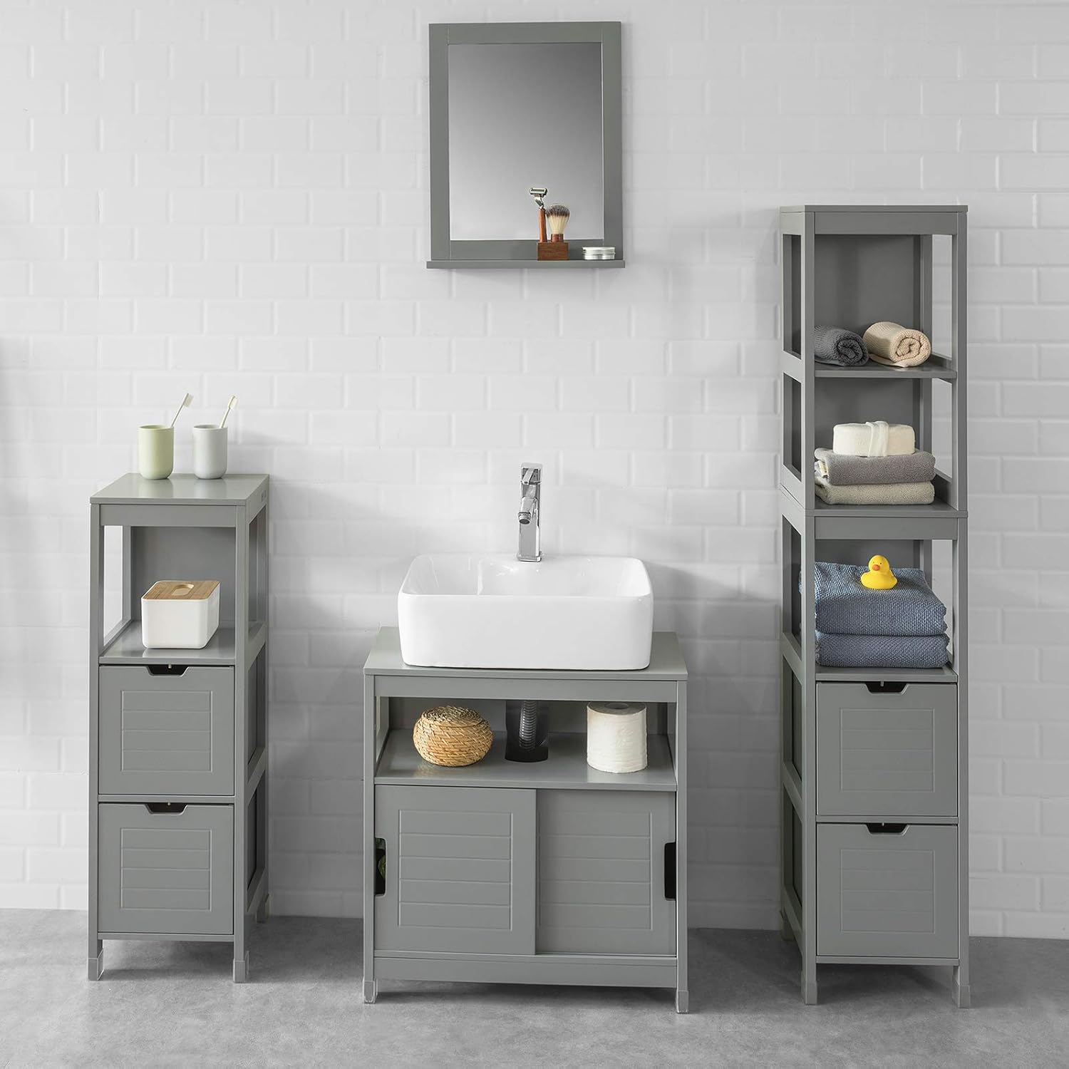 SoBuy FRG127-SG Badkommode Badschrank mit Fußpolster Kommode Badezimmer