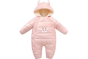 HIKIDO Baby Thick Winter Snowsuit with Cute Cartoon Print Hooded Waterproof Snow Wear