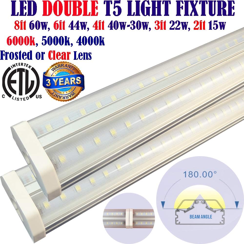 Hardwired Under Cabinet Lighting 2 Pack T5 3ft Double Tube 22w Clear 5000k Daylight 2420lm Shop Hardwired Counter Lighting Linkable Garage 120v Amazon Ca Tools Home Improvement