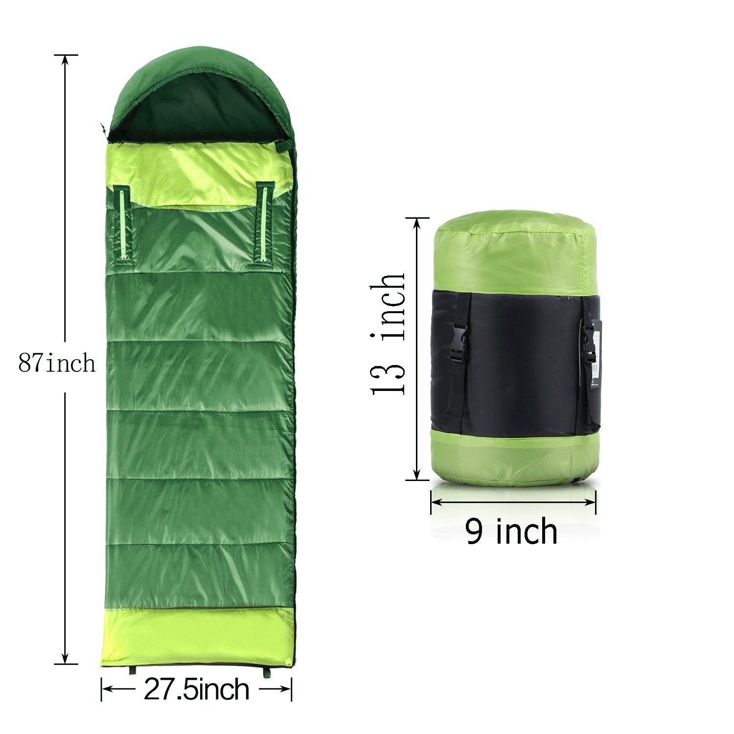 Wintou Sleeping Bag with Compression Sack, 3-4 Season Lightweight Sleeping Bag for Adult Kids Camping Hiking Backpacking Trip, (75 +12) x33 inches
