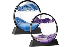 Hiceeden 10 Inch Moving Sand Art, 3D Sand Liquid Motion Sandscapes, Round Glass Deep Sea Sand Picture, Flowing Sand Painting 