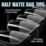 TOMICCA Almond Shaped Short Nail Tips 192Pcs Half Matte Full Cover Clear Nails view 2