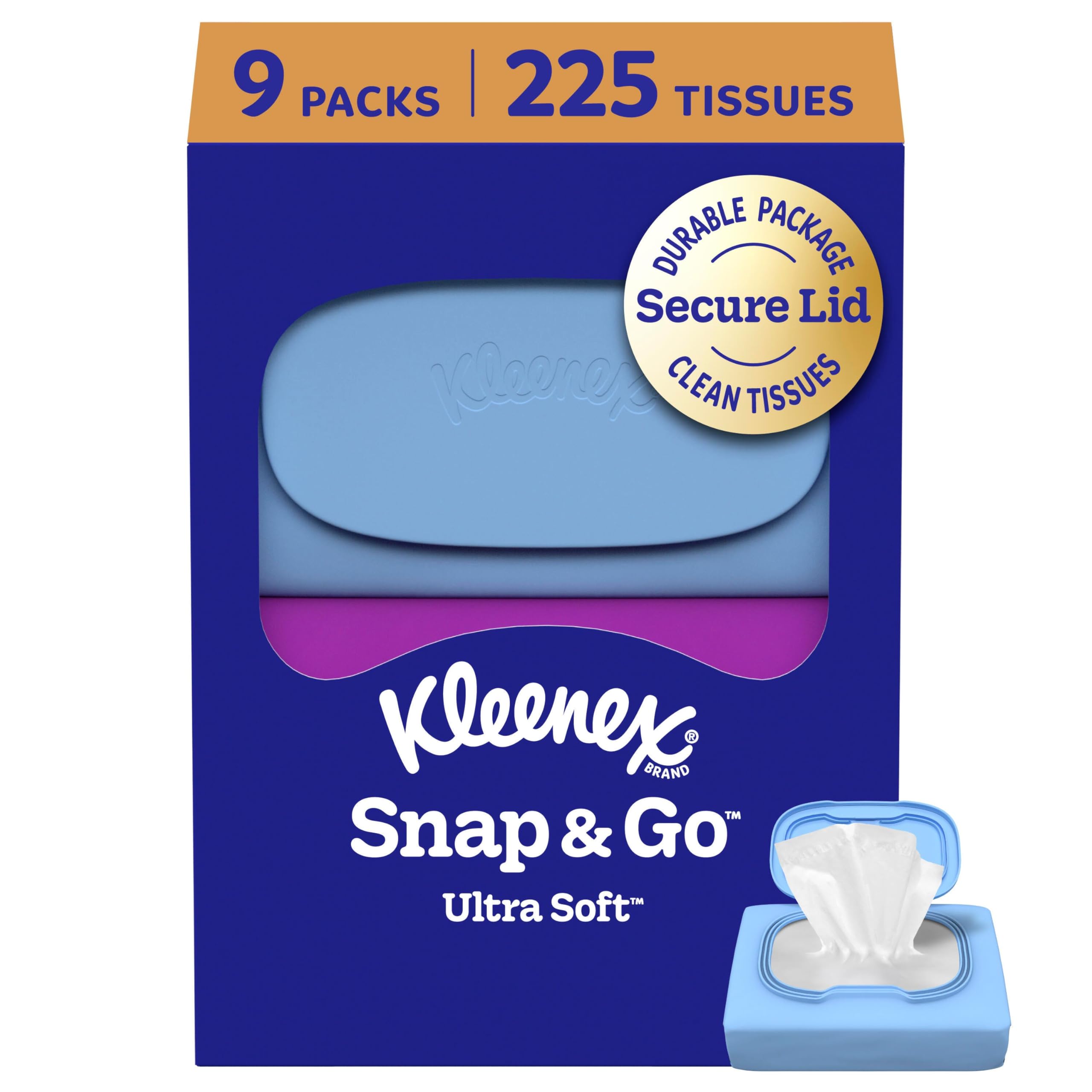 Photo 1 of **INCOMPLETE** Kleenex Snap & Go Ultra Soft Facial Tissues, 6 On-the-Go Packs, 25 Tissues per Pack, 3-Ply, Packaging May Vary