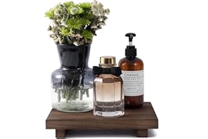 ZOOCATIA Small Bathroom Counter Organizer Wooden Decorative Trays Rectangular Cosmetic Holder for Kitchen, Soap, Lotion Bottle, Plant, Cosmetic, Nut - Brown