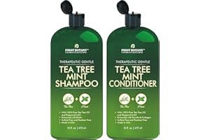 First Botany Tea Tree Mint Shampoo & Conditioner for Men & Women - Pure Tea Tree & Peppermint Oil - Fights Hair Loss, Dandruff, Lice & Itchy Scalp, Promotes Hair Growth - Sulfate Free - 16 Fl Oz x 2
