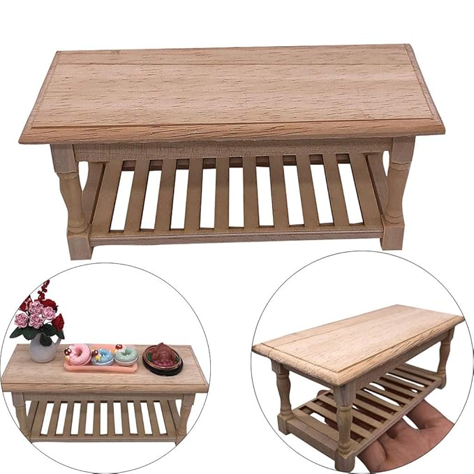 Gaddrt Mini Wooden Tea Table for 1/12 Dollhouse Miniature Scene