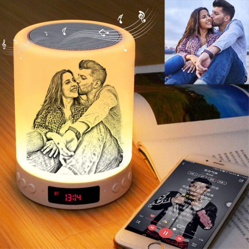 Personalized Photo Custom Bluetooth Speaker Night Light Birthday Christmas Anniversary Sketch Photo One Size