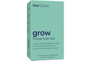 Her Own Grow Capsules, Keratin Hair Growth Support, Skin & Nails, Biotin and Collagen Supplement, Hyaluronic Acid, 60 Capsules