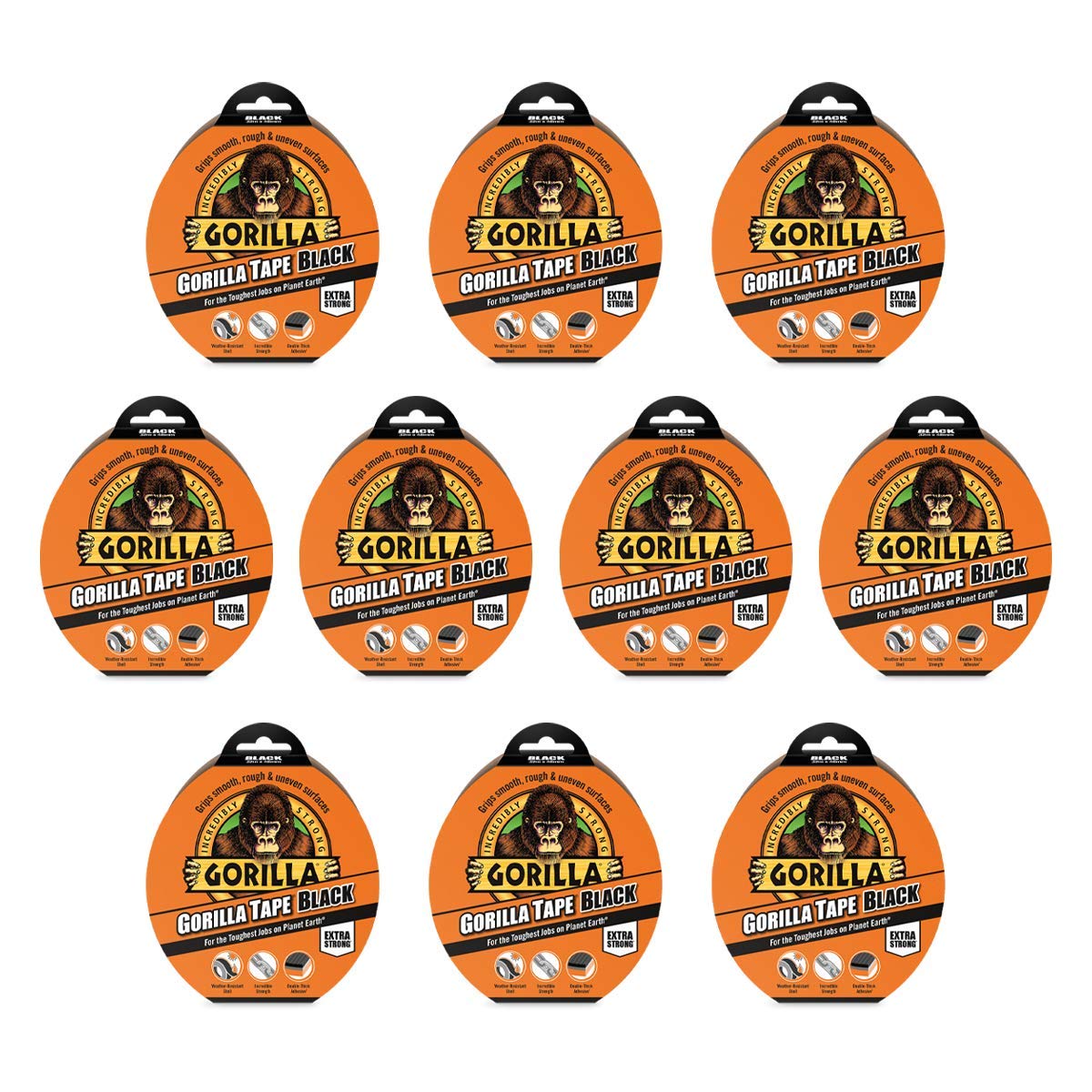 Gorilla 3044010 Tape Duct Tape Black 48mm x 32m (10 Pack)