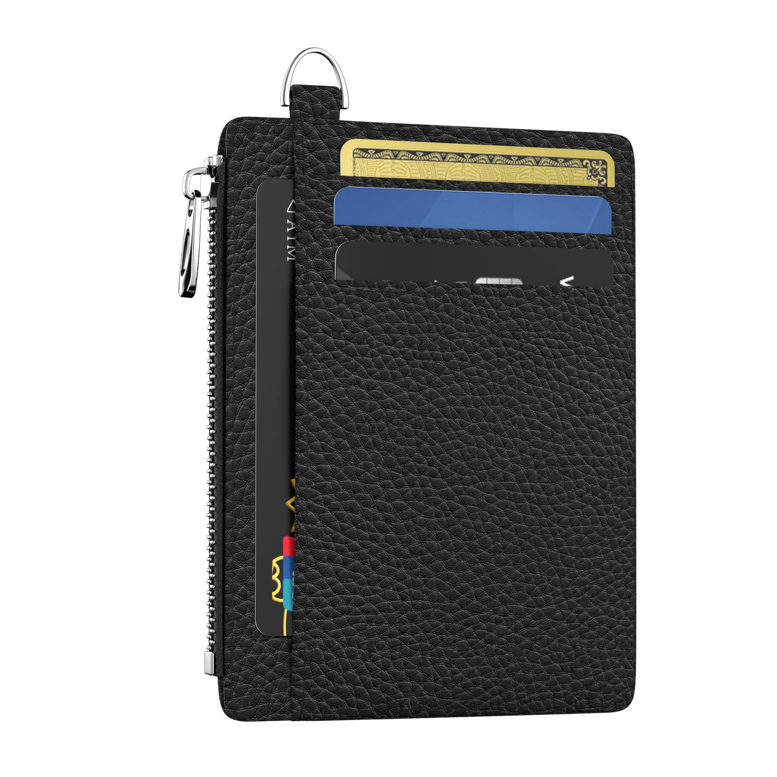 Photo 1 of Hancynir Slim Wallet Women Credit Card Holder Black Minimalist RFID Blocking Small Mini Card Case Front Pocket PU Leather Thin Travel Zipper Coin Cash ID Window Ladies Female Wallet Gifts