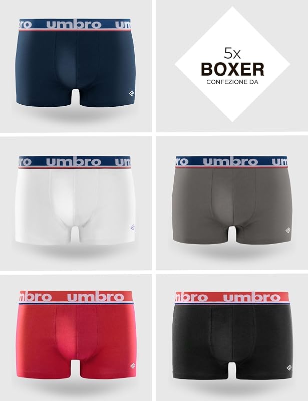 Mutande Boxer Uomo 100% Cotone, Set da 5, Nero CLA5 (L)