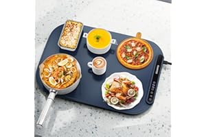 Coanto Food Warming Mat, Electric Warming Tray for Buffets & Parties, Silicone Heating Mat with 7 Temperature Settings, Roll-Up Storage, 17.91"x12.8", Blue
