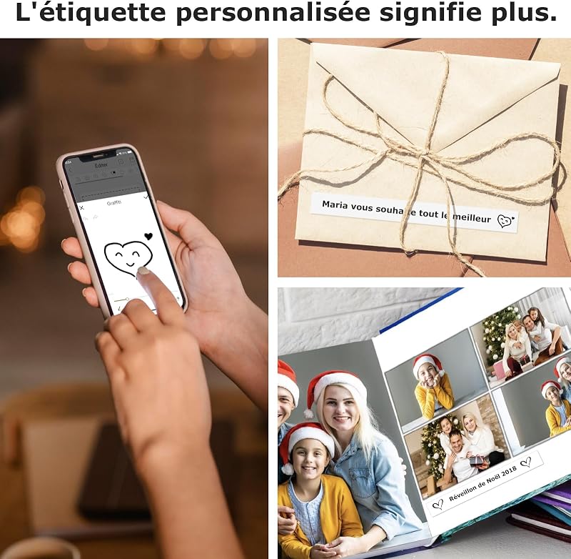 E10 Étiqueteuse Bluetooth avec 3 Rubans, Noir