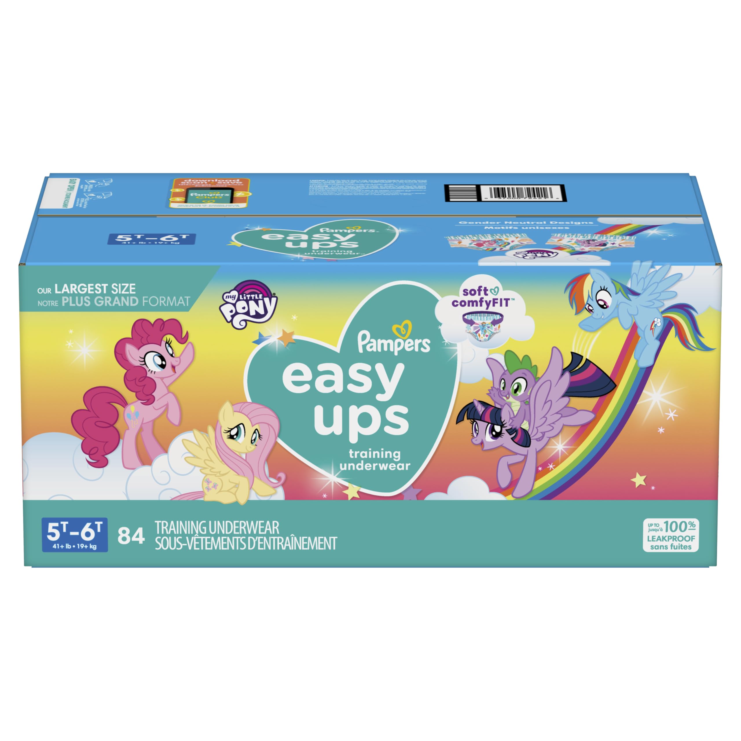 Pampers Training Pants - Easy Ups Girls & Boys - Size 5T-6T, 84 Count, Easy Pull Up & Down Design, My Little Pony Potty Underwear (Packaging May Vary)