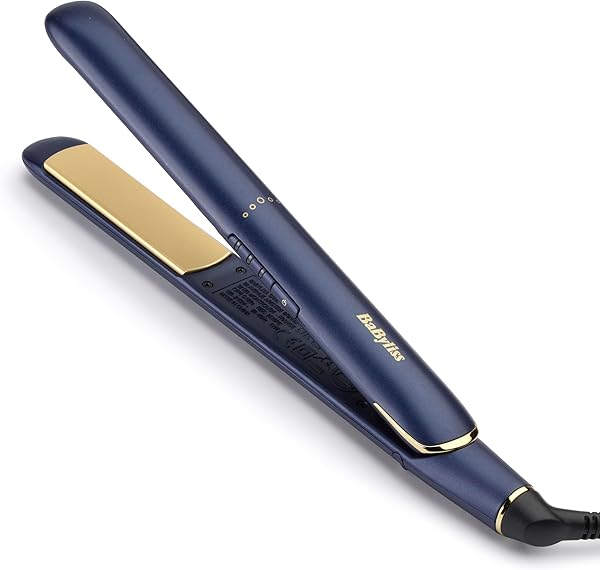 BaByliss Midnight Luxe Glätteisen - Titanium Ceramic Floating Plates für sanftes Gleiten, schnelles Aufheizen in 30 Sekunden, 3 Heizstufen bis zu 235°C, weltweit einsetzbar, 2516PE