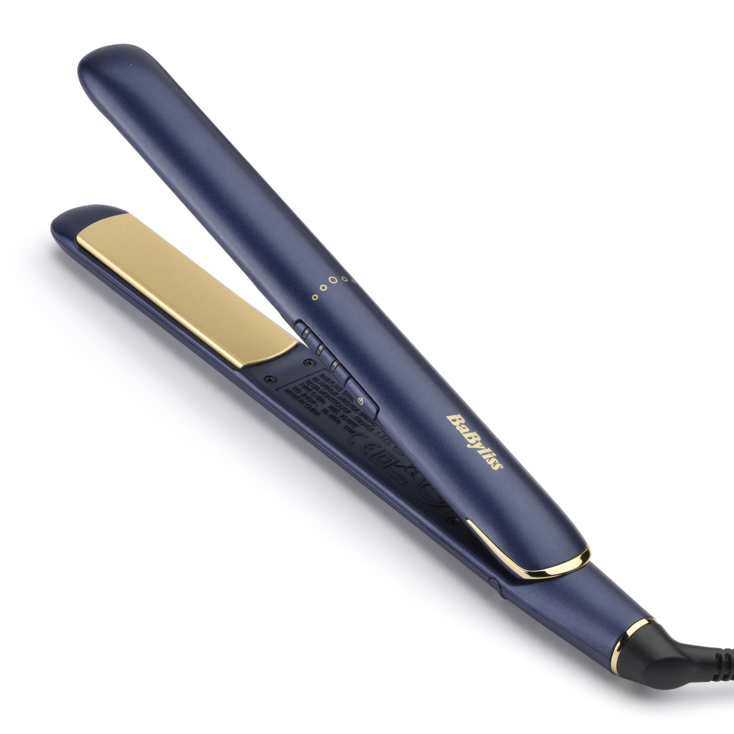 BaByliss Midnight Luxe Hair Straighteners - Titanium Ceramic Floating Plates for Smooth Gliding, Fast 30 Second Heat Up, 3 Heat Settings up to 235°C, Worldwide use, 2516U