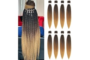 Pre Stretched Braiding Hair 26 Inch Ombre Braids Hair Extensions 8 Packs Brown Crochet Braids Yaki Straight Hot Water Setting
