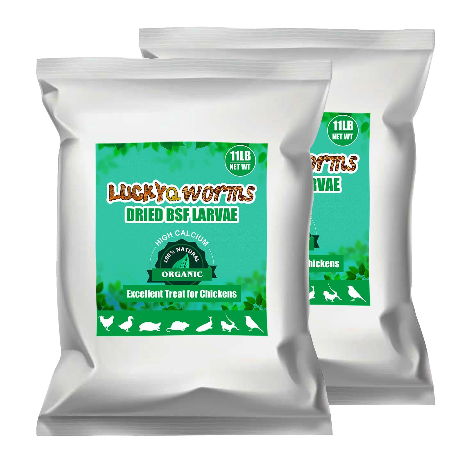 LuckyQworms Dried Black Soldier Fly Larvae 22LBS, 85X More Calcium Than Mealworms High-Protein BSF Larvae Chicken Treats Non-GMO BSFL for Chickens, Hens, Ducks, Wild Birds Image