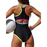 popvil Women One Piece Swimsuits 2026 Sexy Cut Out Bathing Suit Sporty Swim Suits