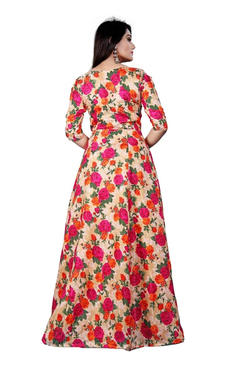 clothfab women's cotton digital printed anarkali long gown