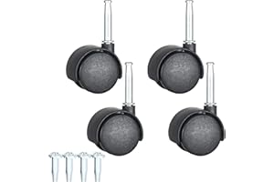 YEWEKE Swivel Stem Casters 2 Inch Casters Wheels with Brake 5/16"x1 1/2" (8x38mm) Nylon Furniture Casters with 4 Sockets for Shelf, Cabinet, Tray, Planter etc (1.5 Inch, Without Brake)
